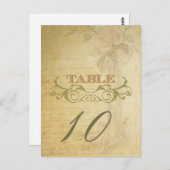 Hochzeitkarten für Vintage Rose Tischnummer (Vorne/Hinten)