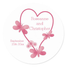 Hochzeitklassische Rundsticker Rosa Herzen