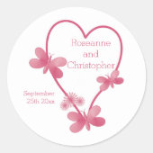 Hochzeitklassische Rundsticker Rosa Herzen Runder Aufkleber (Vorderseite)