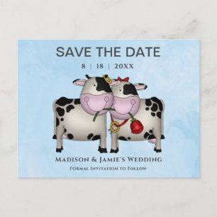 Hochzeitkühe Save the Date Postkarte