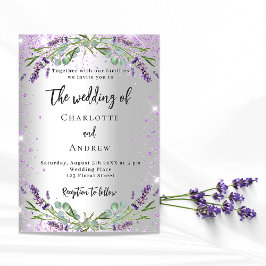 Hochzeitlavender silberne Eukalyptus-Grün Luxus Einladung