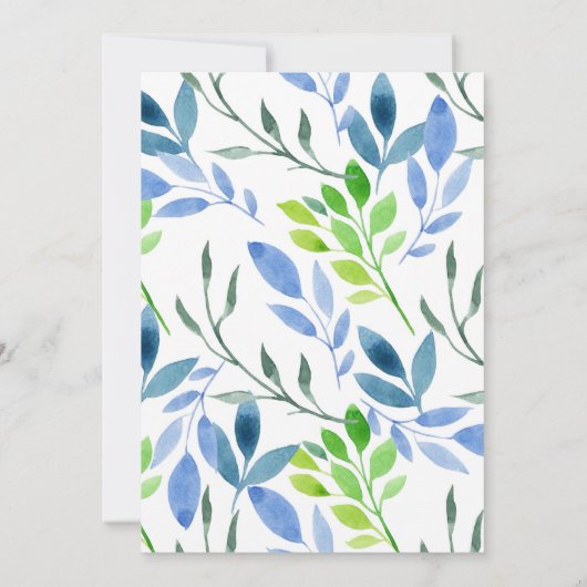 Hochzeitliche Abstrakte Aquarellfarben-Blätter Einladung (Rückseite)