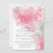 Hochzeitliche Abstrakte Rose mit Alkoholtink und M Einladung (Vorderseite)