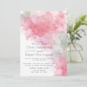 Hochzeitliche Abstrakte Rose mit Alkoholtink und M Einladung (Stehend Vorderseite)