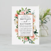 Hochzeitliche Aquarellfarbe Rosa Rose Folieneinladung (Stehend vorne)