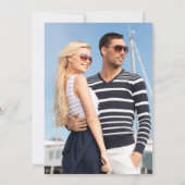 Hochzeitliche blaue Streifen laden B-Foto zurück Einladung (Rückseite)