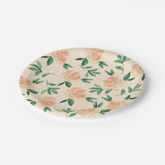 Hochzeitliche Blume Pappteller (Schrägansicht)