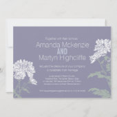 Hochzeitliche Chrysanthemum-weiße Blume auf graue Einladung (Rückseite)