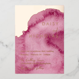 Hochzeitliche Dusty Rose Schnee Rosa Aquarell Rose Folieneinladung