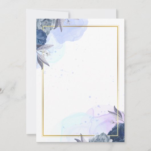 Hochzeitliche Einladung Blauer Blumen (Vorderseite)