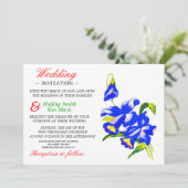 Hochzeitliche Einladung Blauer Orchid Hochzeitsblu (Stehend Vorderseite)