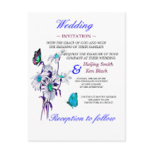 Hochzeitliche Einladung von Schmetterlingen und bl