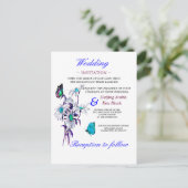 Hochzeitliche Einladung von Schmetterlingen und bl (Stehend Vorderseite)