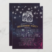 Hochzeitliche Engagement Party Mason Jar Lila Ligh Einladung (Vorne/Hinten)