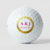 Hochzeitliche Erinnerungen Fuschia & Gold Titleist Golfball (Vorderseite)