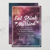 Hochzeitliche Essensgetränke Verheiratet Galaxie K Einladung (Vorne/Hinten)