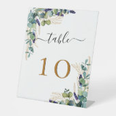 Hochzeitliche Eukalyptusgrüne Tischnummer Sockelschild (Vorderseite)
