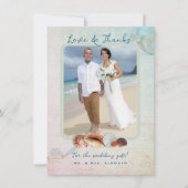 Hochzeitliche Foto Sea Turtle Beach Muscheln Dankeskarte (Vorderseite)