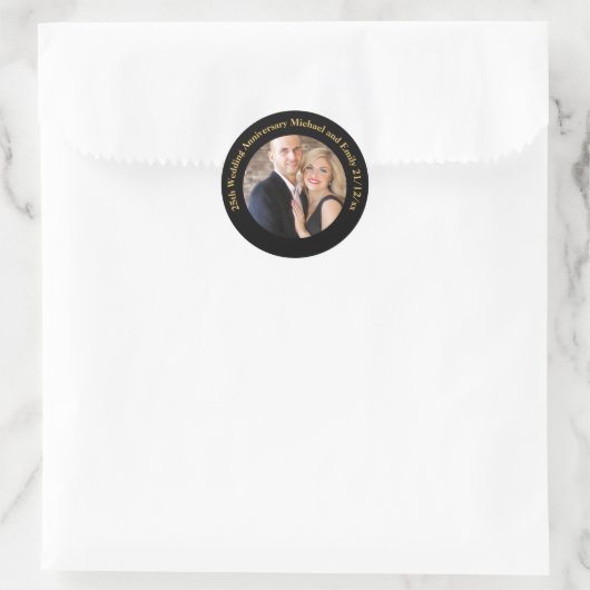 Hochzeitliche FOTO-Sticker Runder Aufkleber (Tasche)