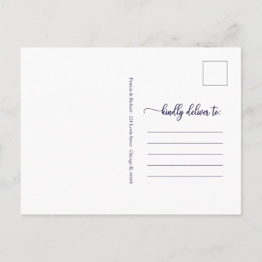 Hochzeitliche Hochzeit billig Elegant Navy Blue Postkarte (Rückseite)