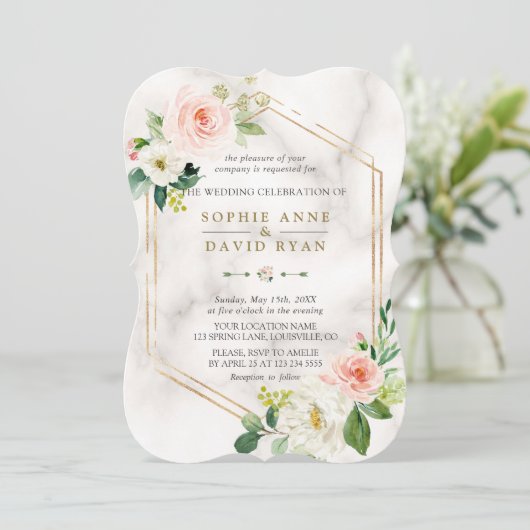 Hochzeitliche Hochzeit der geometrischen Rahmen de Einladung (Stehend Vorderseite)