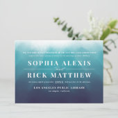 Hochzeitliche Hochzeit der Modernen Ozean Blau Ele Einladung (Stehend Vorderseite)