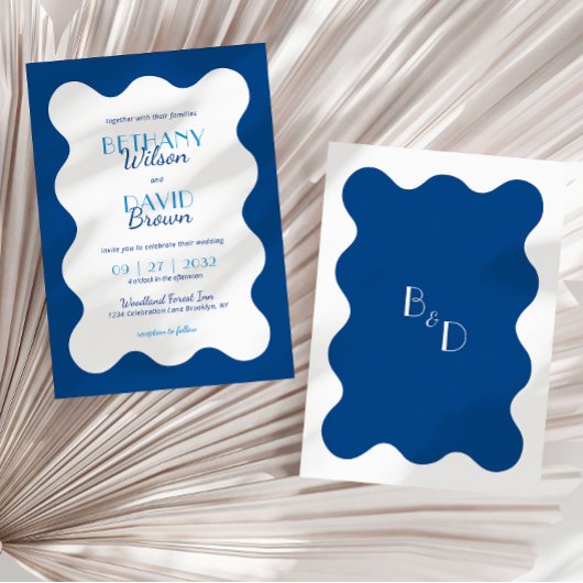 Hochzeitliche Hochzeit der Monografie des Blue Wav Einladung