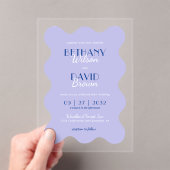 Hochzeitliche Hochzeit des Blue Lavender Wave Scal Acryleinladungen (Insitu (Handheld))