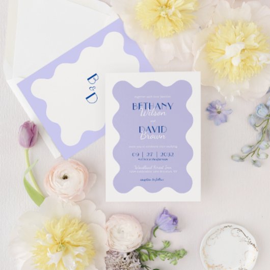 Hochzeitliche Hochzeit des Blue Lavender Wave Scal Einladung