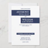 Hochzeitliche Hochzeit moderner Navy-Blau- und Whi Einladung (Vorderseite)