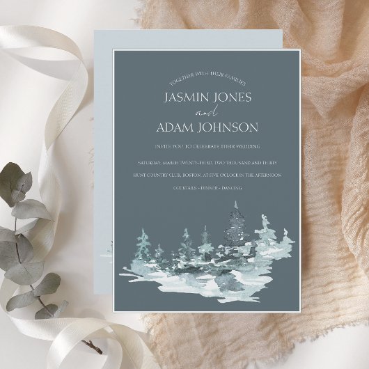 Hochzeitliche Hochzeit von Aquarellwäldern Einladung