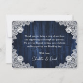 Hochzeitliche Hochzeit von Navy Blue Sunflower Woo Dankeskarte (Rückseite)