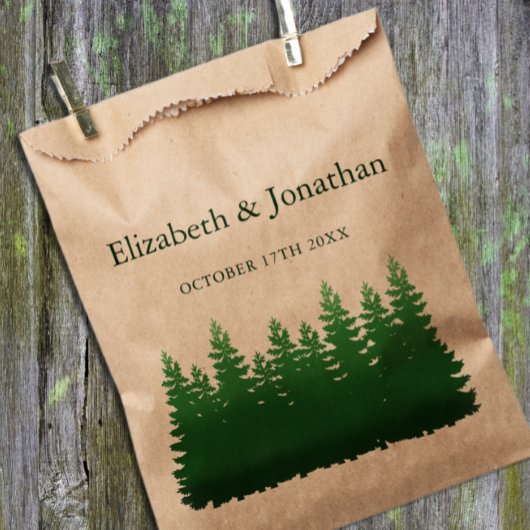 Hochzeitliche Hochzeit von Watercolor-Pinien Geschenktütchen