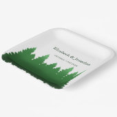 Hochzeitliche Hochzeit von Watercolor-Pinien Pappteller (Gewinkelt)