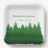 Hochzeitliche Hochzeit von Watercolor-Pinien Pappteller (Vorderseite)