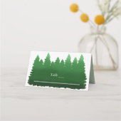 Hochzeitliche Hochzeit von Watercolor-Pinien Platzkarte (Vorderseite)