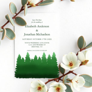 Hochzeitliche Hochzeit von Watercolor-Pinien Save The Date