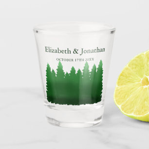 Hochzeitliche Hochzeit von Watercolor-Pinien Schnapsglas