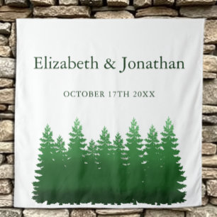 Hochzeitliche Hochzeit von Watercolor-Pinien Wandteppich