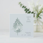 Hochzeitliche Hochzeit von Watercolor Woodland Gre Save The Date (Stehend Vorderseite)