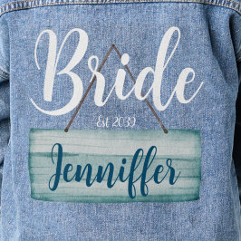 Hochzeitliche Küstenbride Rustikale Monogramm Jeansjacke