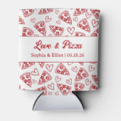 Hochzeitliche Liebe und Pizza Hand Drawn Red Fun T Dosenkühler (Vorderseite)