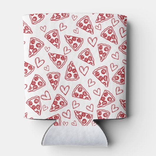 Hochzeitliche Liebe und Pizza Hand Drawn Red Fun T Dosenkühler (Rückseite)