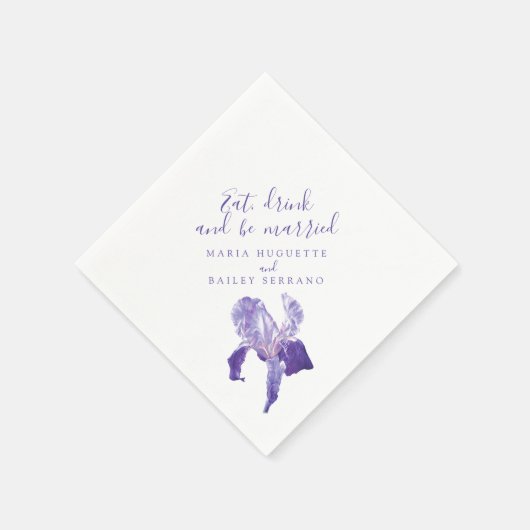 Hochzeitliche lila Iris-ultra-violette Papierservi Serviette (Ecke)