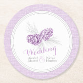 Hochzeitliche lila Pinienkerne-Untersetzer Runder Pappuntersetzer (Vorderseite)