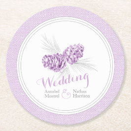 Hochzeitliche lila Pinienkerne-Untersetzer Runder Pappuntersetzer