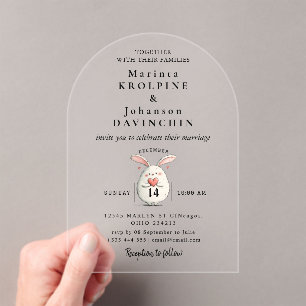 Hochzeitliche moderne Kalligrafie - Akryllische Ei Acryleinladungen