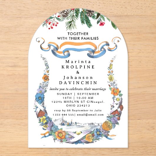 Hochzeitliche moderne Kalligrafie - Akryllische Ei Acryleinladungen (Vorderseite)