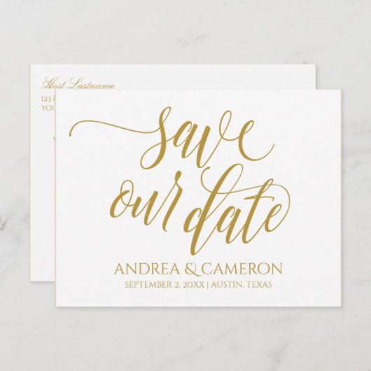 Hochzeitliche moderne Typografie Rett-the-Date | G Ankündigungspostkarte (Vorne/Hinten)