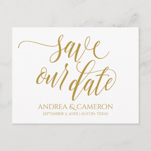 Hochzeitliche moderne Typografie Rett-the-Date | G Ankündigungspostkarte (Vorderseite)